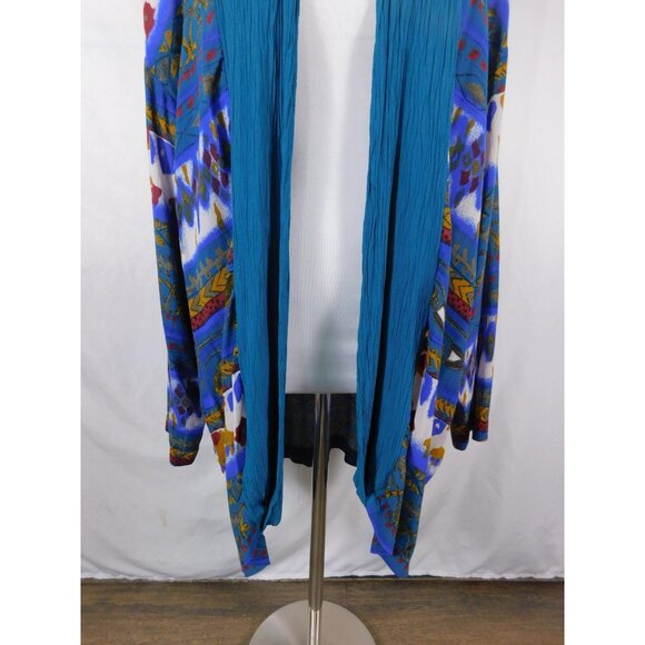 AKF Woman Sweater Womens 18 Multicolor Open Front Cardigan Boho Made in USA - Picture 3 of 11